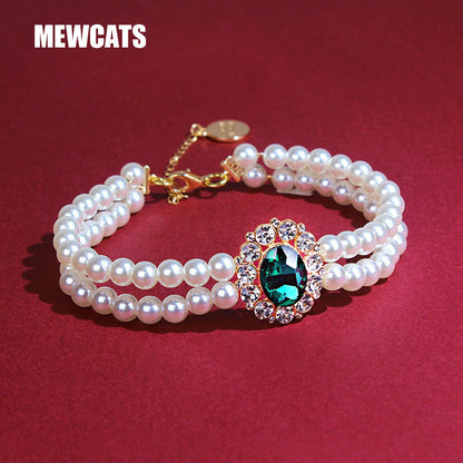 Retro Gemstone Cat Collar Accessory
