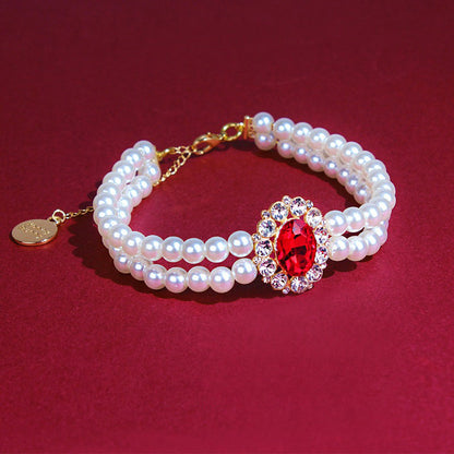 Retro Gemstone Cat Collar Accessory