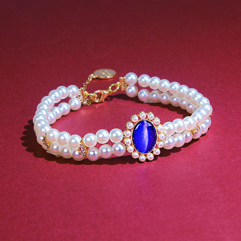 Retro Gemstone Cat Collar Accessory