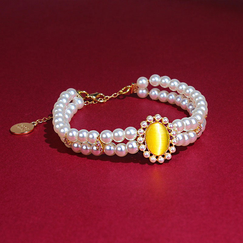 Retro Gemstone Cat Collar Accessory