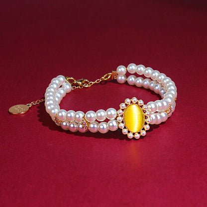 Retro Gemstone Cat Collar Accessory