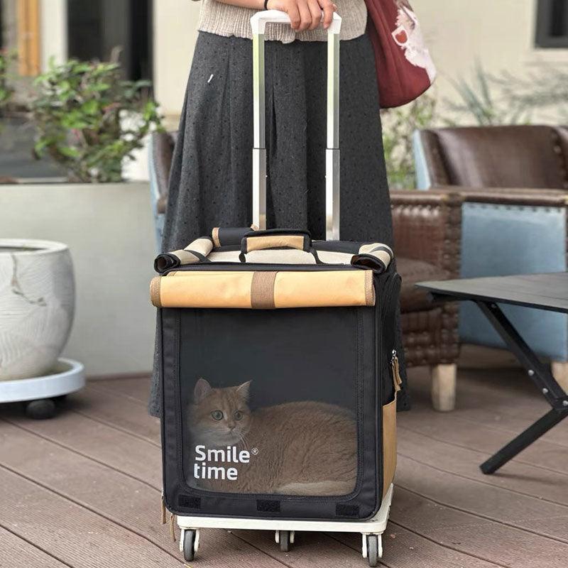 Roll Up Portable Cat Carrier Backpack Trolley Bag
