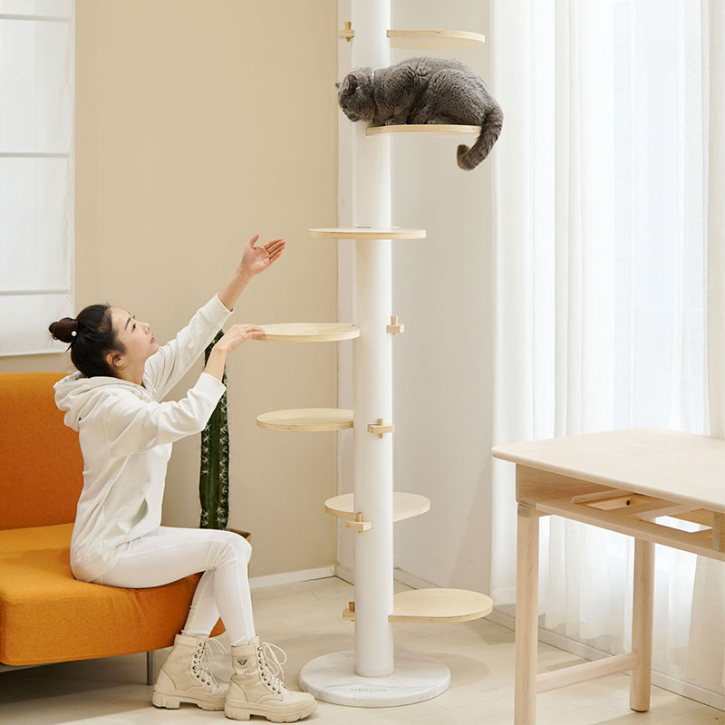 Rotating Petal  Metal Floor to Ceiling Cat Climbing Tree