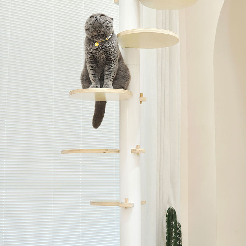 Rotating Petal  Metal Floor to Ceiling Cat Climbing Tree