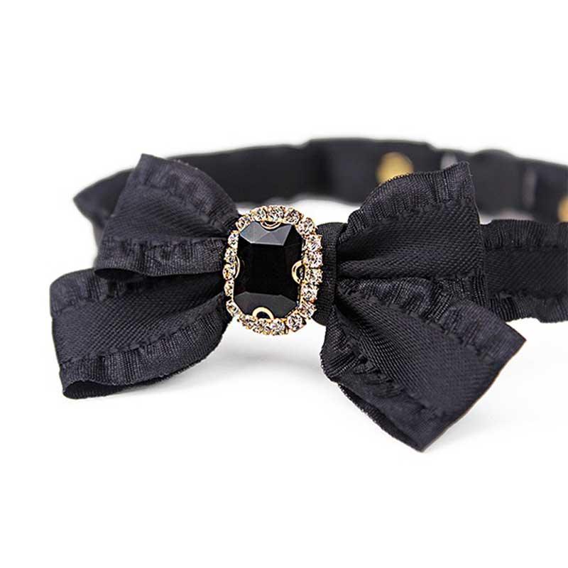 Ruffled Gemstone Bow Cat Collar