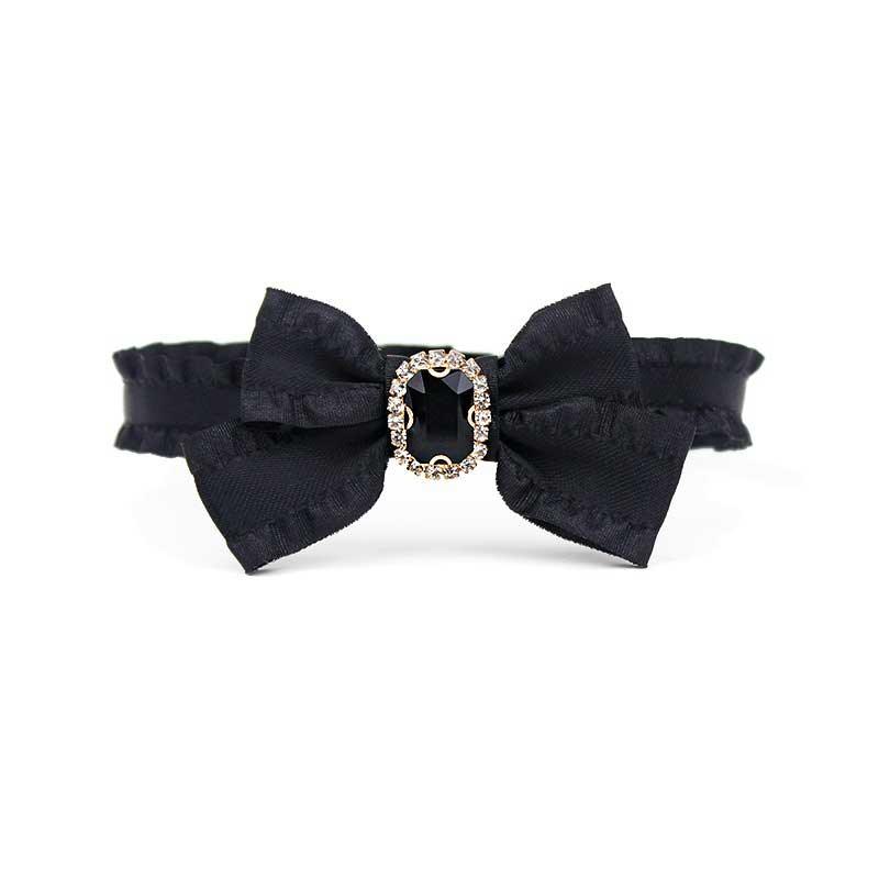 Ruffled Gemstone Bow Cat Collar