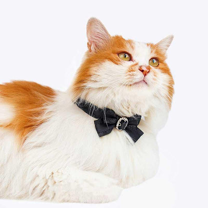 Ruffled Gemstone Bow Cat Collar