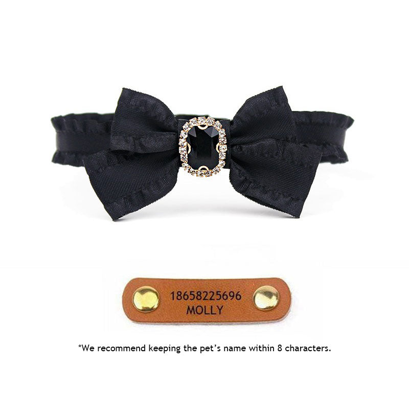 Ruffled Gemstone Bow Cat Collar
