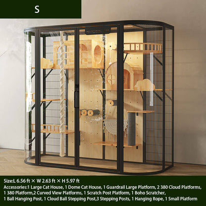 S-Modern Black Cat Villa Full View Indoor Cat Home