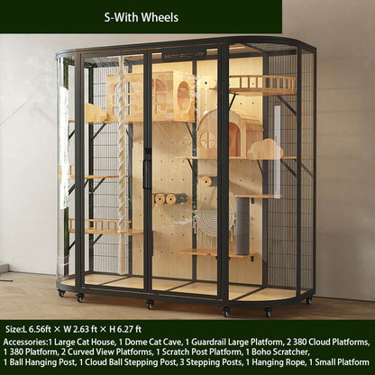 S-Modern Black Cat Villa Full View Indoor Cat Home