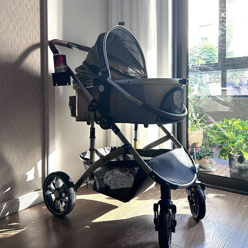 Shock-Absorbing Cat Stroller Pet Carrier with Wheels