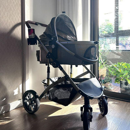 Shock-Absorbing Cat Stroller Pet Carrier with Wheels