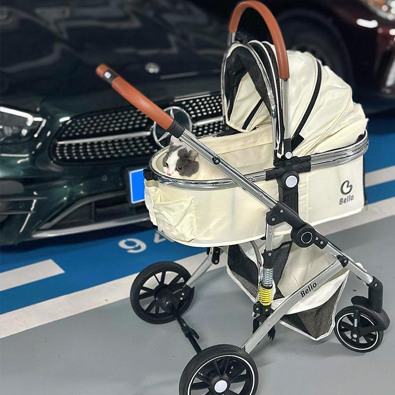 Shock-Absorbing Cat Stroller Pet Carrier with Wheels