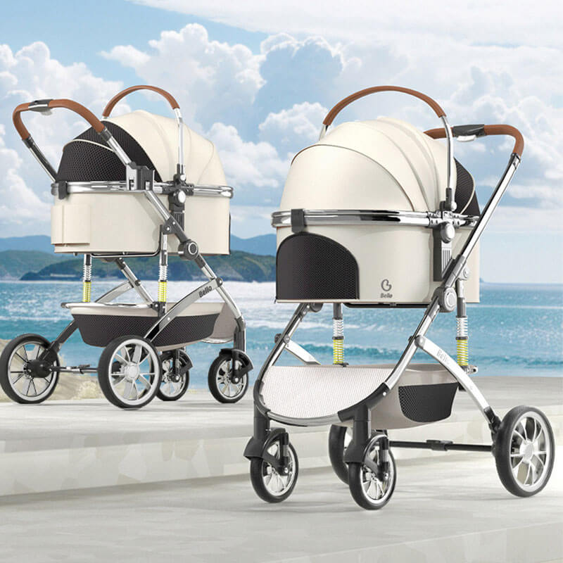 Shock-Absorbing Cat Stroller Pet Carrier with Wheels