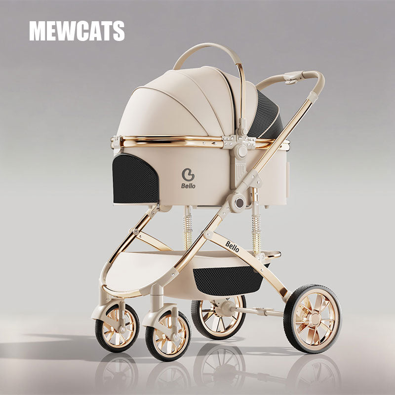 Shock-Absorbing Cat Stroller Pet Carrier with Wheels