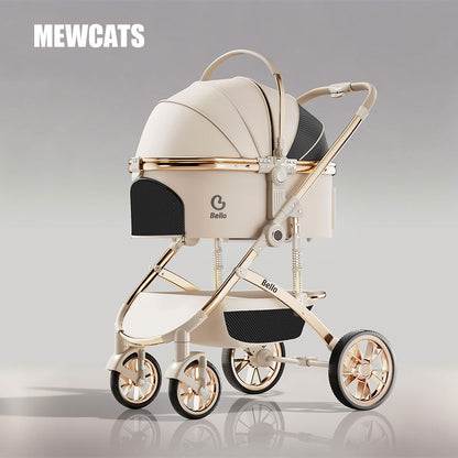 Shock-Absorbing Cat Stroller Pet Carrier with Wheels