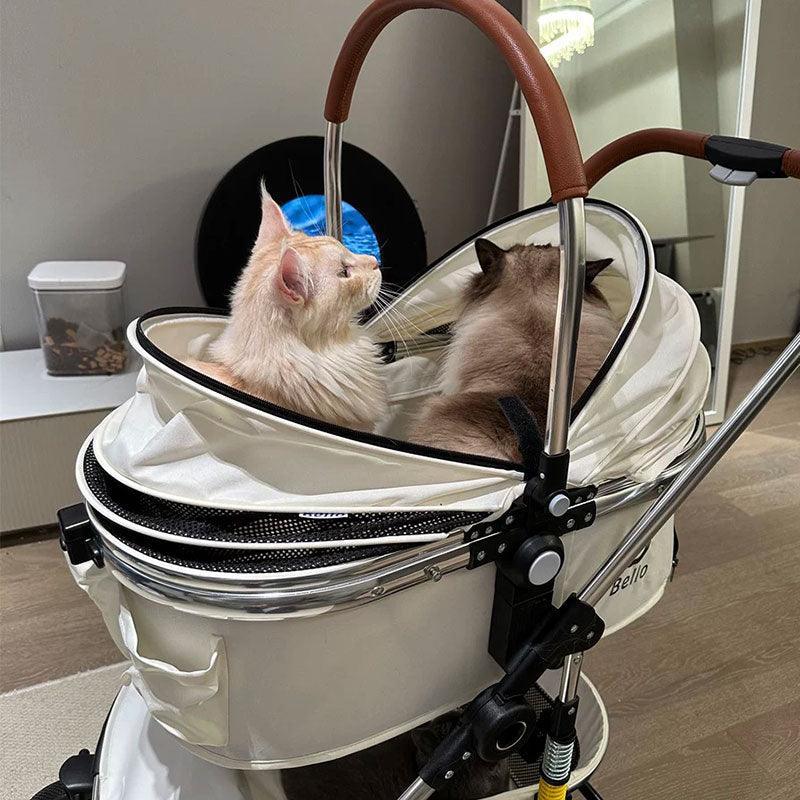 Shock-Absorbing Cat Stroller Pet Carrier with Wheels