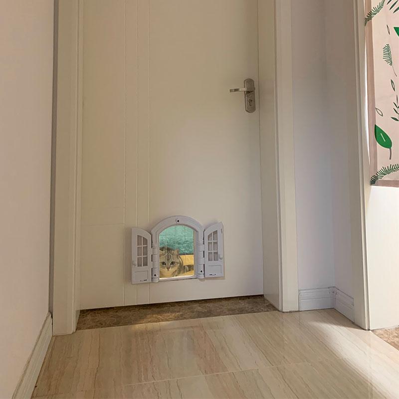  Silent Cat Door With Window Two-way Cat Door