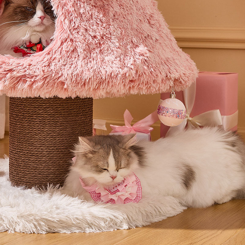 Snowfall Christmas Tree Cat Climbing Tower