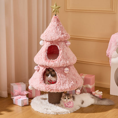 Snowfall Christmas Tree Cat Climbing Tower