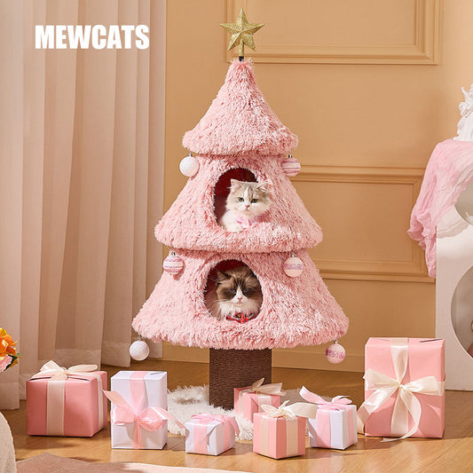 Snowfall Christmas Tree Cat Climbing Tower