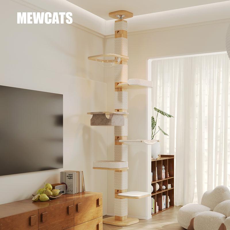 Solid Wood Floor to Ceiling Cat Climbing Tree