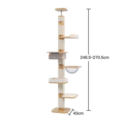 Solid Wood Floor to Ceiling Cat Climbing Tree