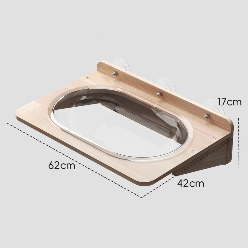 Solid Wood Suction Cup Cat Wall Shelves