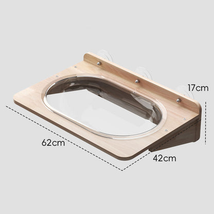 Solid Wood Suction Cup Cat Wall Shelves