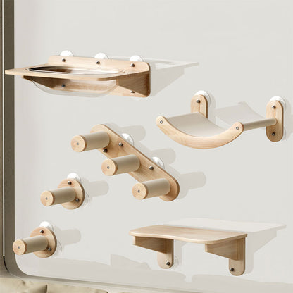Solid Wood Suction Cup Cat Wall Shelves