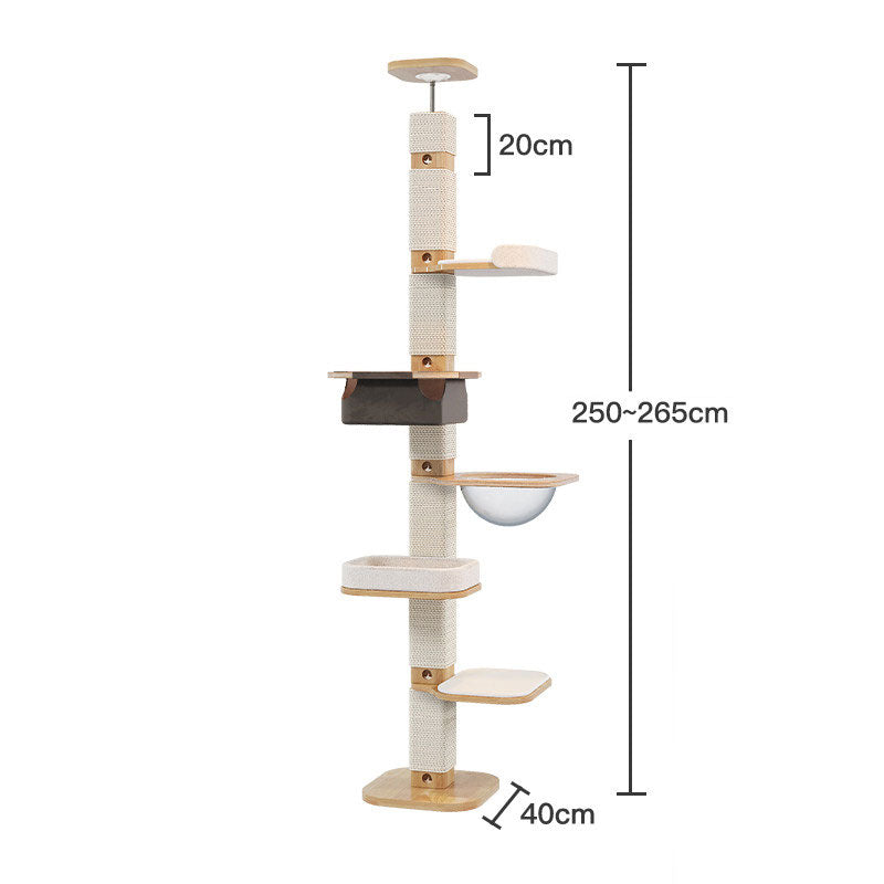 Solid Wood Floor to Ceiling Cat Climbing Tree