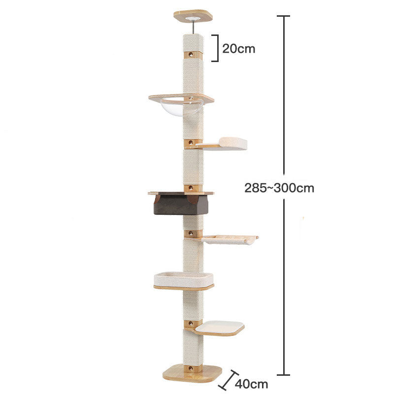 Solid Wood Floor to Ceiling Cat Climbing Tree