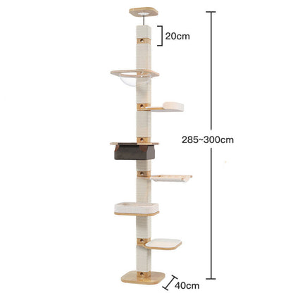 Solid Wood Floor to Ceiling Cat Climbing Tree