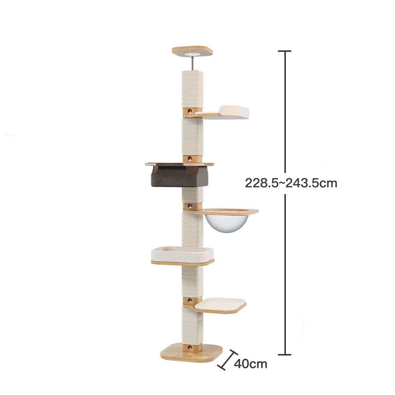 Solid Wood Floor to Ceiling Cat Climbing Tree
