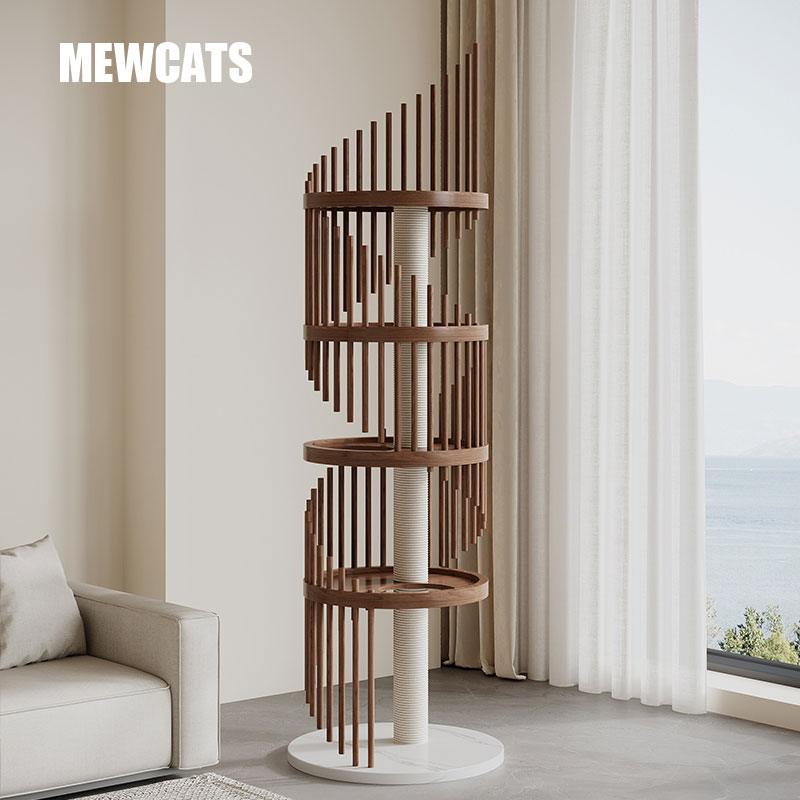 Spiral Art Solid Wood Cat Climbing Frame Tree