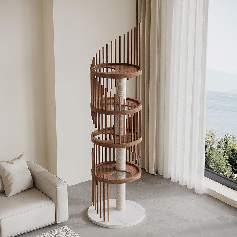 Spiral Art Solid Wood Cat Climbing Frame Tree