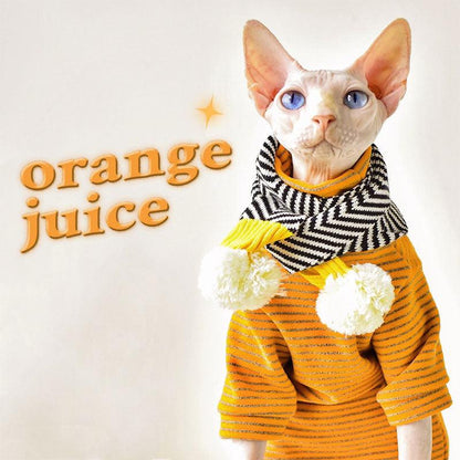 Striped Warm Sphynx Cat Bottom Shirt Clothes