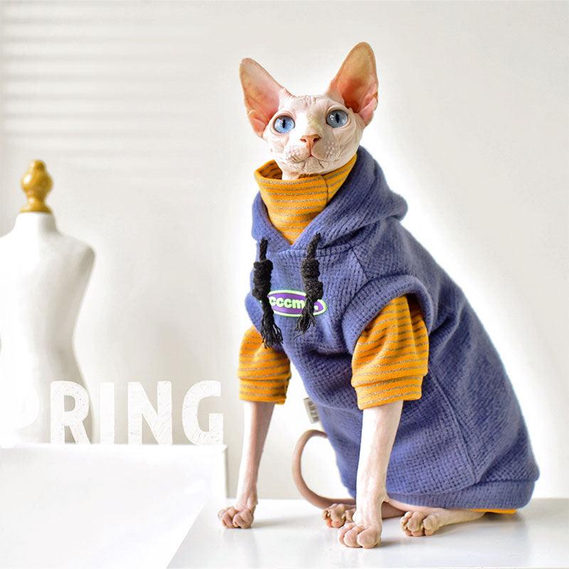 Striped Warm Sphynx Cat Bottom Shirt Clothes