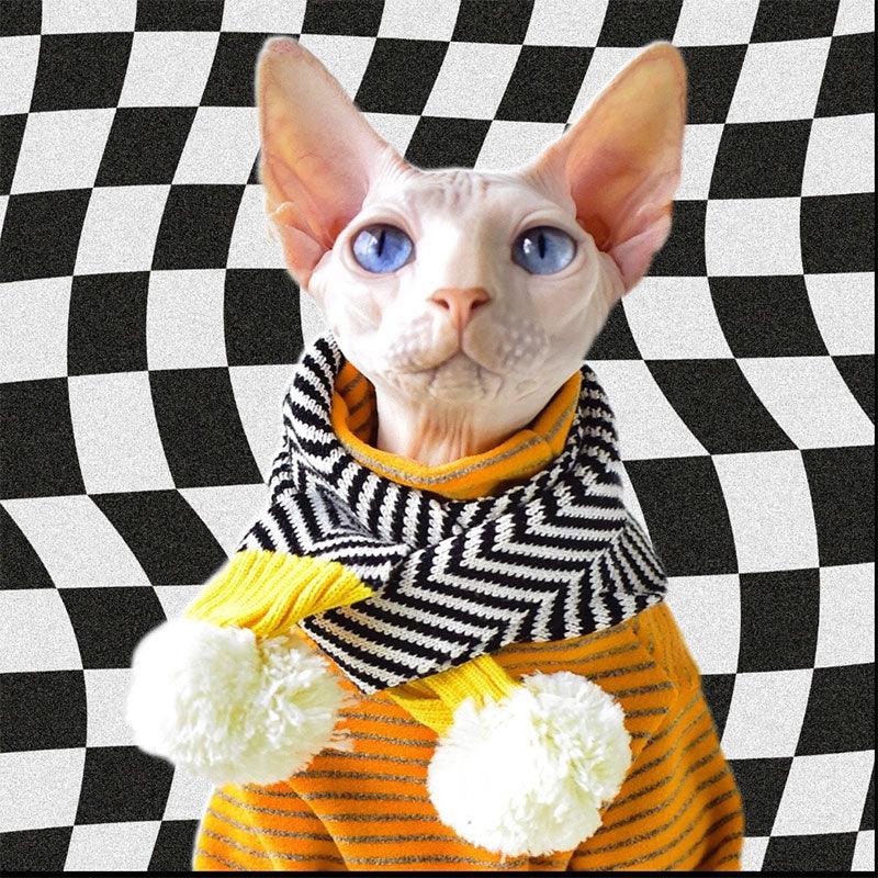 Striped Warm Sphynx Cat Bottom Shirt Clothes