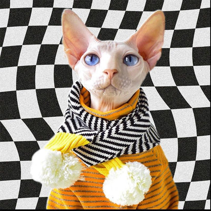 Striped Warm Sphynx Cat Bottom Shirt Clothes