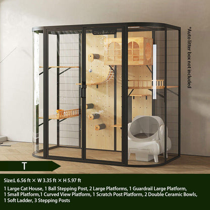 T-Modern Black Cat Villa Full View Indoor Cat Home