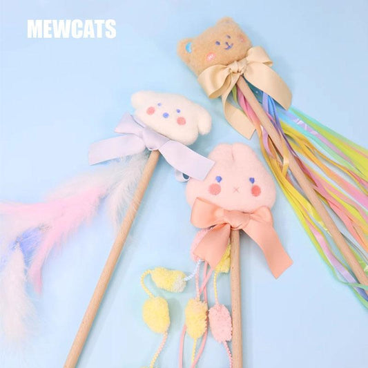 Tease Cat Stick Toys Bell Feather