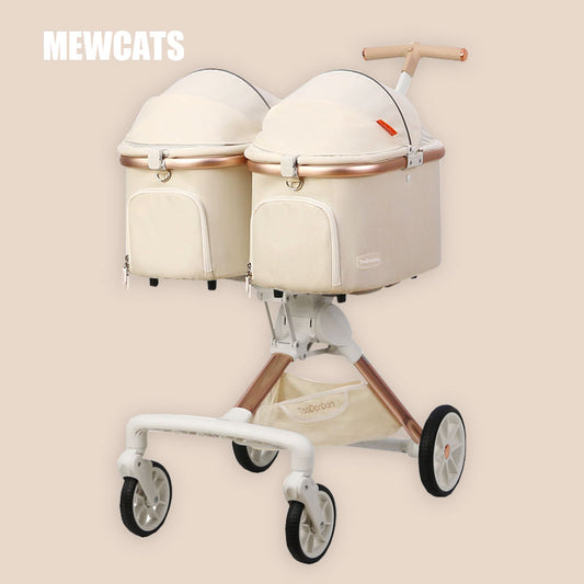 Twin Two-Seater Pet Stroller Cat Wheel Pram