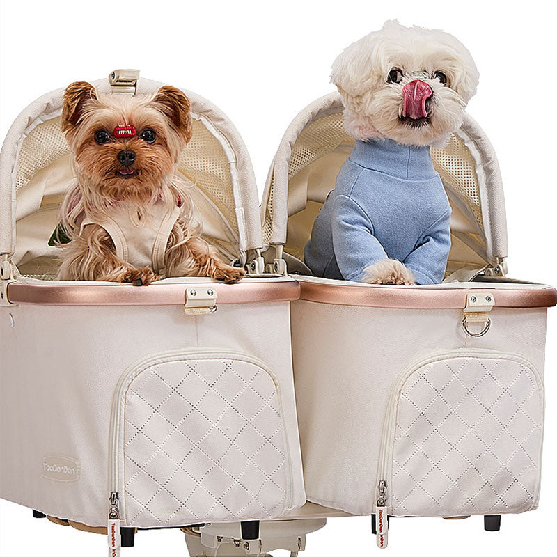 Twin Two-Seater Pet Stroller Cat Wheel Pram