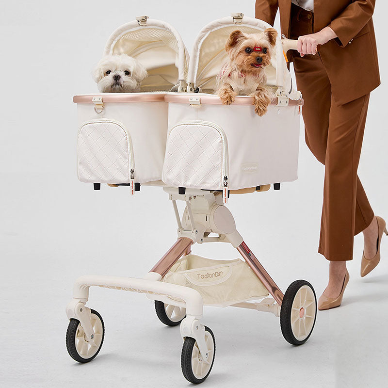 Twin Two-Seater Pet Stroller Cat Wheel Pram
