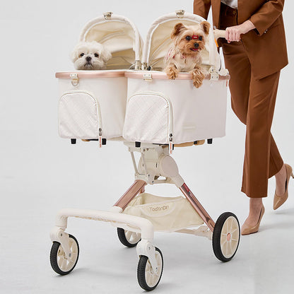 Twin Two-Seater Pet Stroller Cat Wheel Pram