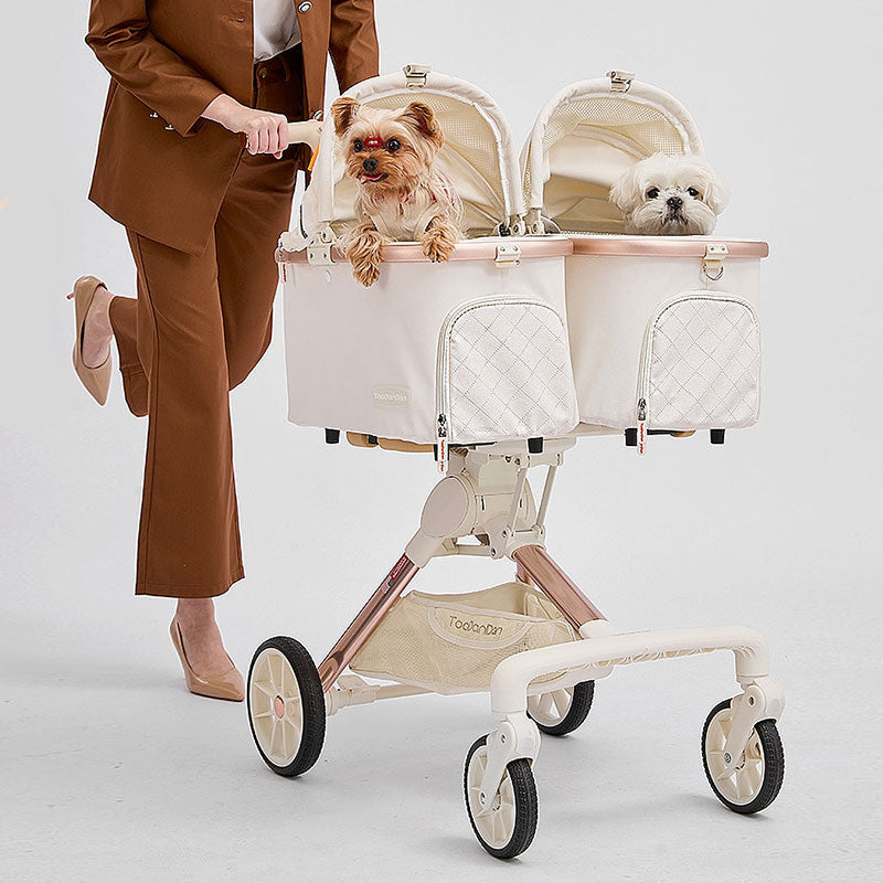 Twin Two-Seater Pet Stroller Cat Wheel Pram