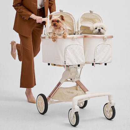 Twin Two-Seater Pet Stroller Cat Wheel Pram