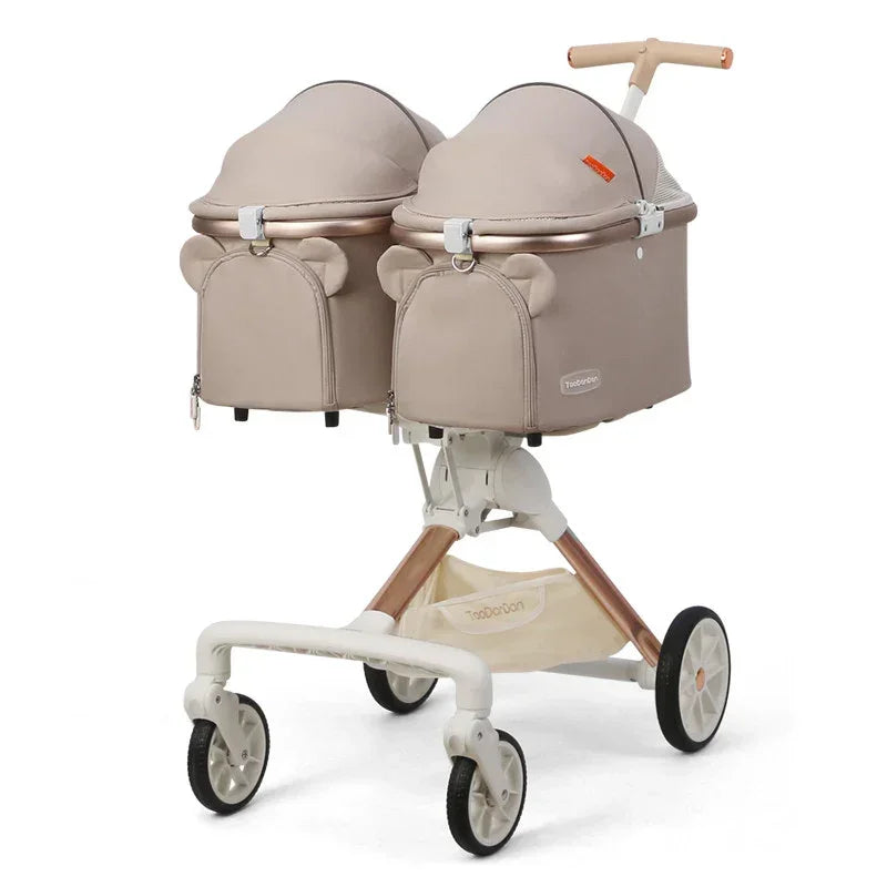 Twin Two-Seater Pet Stroller Cat Wheel Pram