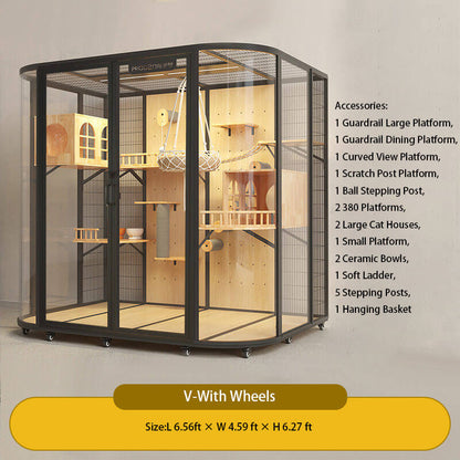 V-Modern Black Cat Villa Full View Indoor Cat Home